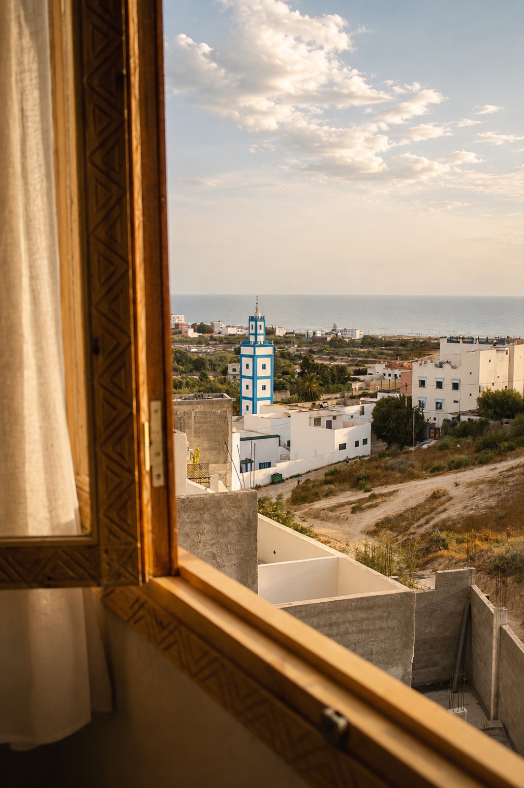 Ocean view over Tamraght from a premium room window