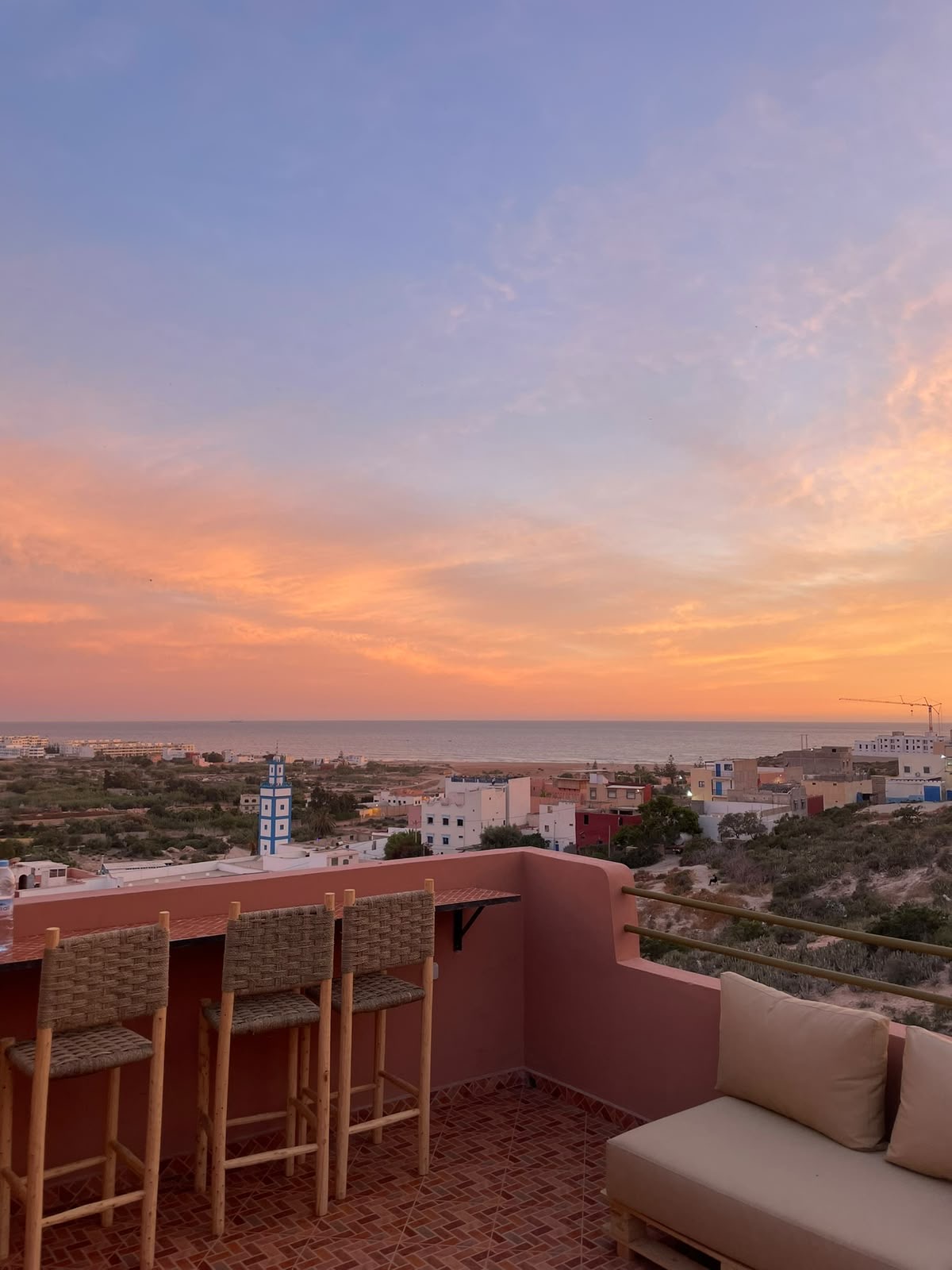 Sunset over the Atlantic from the Yara Lodge rooftop
